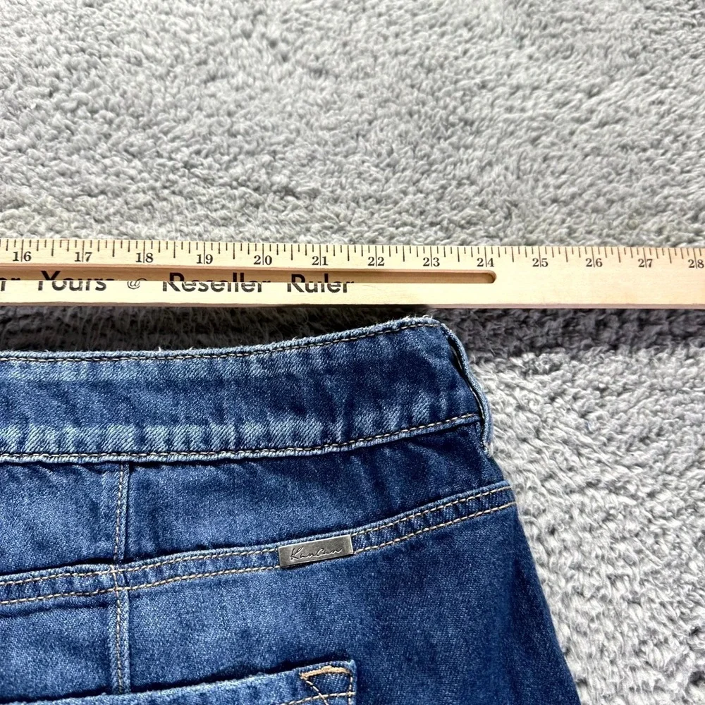 Kancan Jeans Women 24x32 Blue Denim Wide Leg Hi-Rise Distressed Raw Hem NWT - Picture 10 of 13